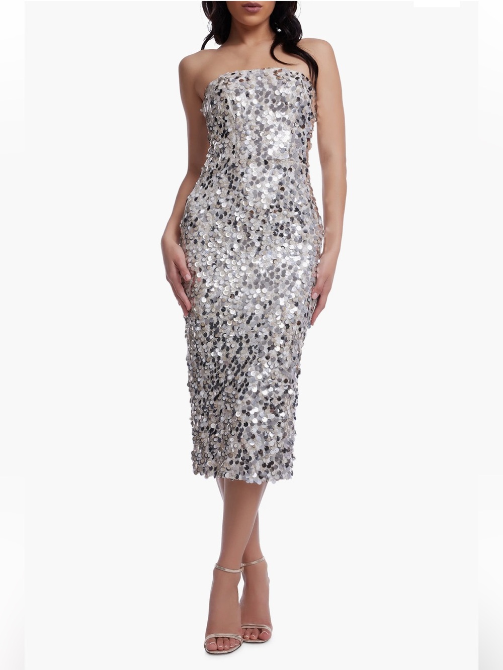 Viviana Sequin Strapless Sheath Cocktail Dress - Picture 1 of 7